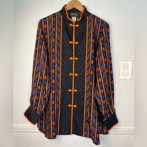 Vintage Bob Mackie wearable art silk button down shirt